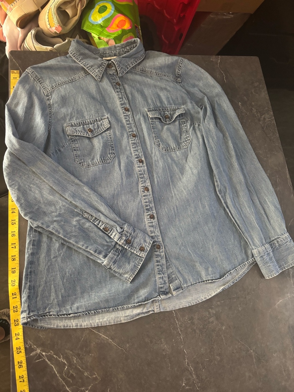 Merona Light Denim Blue Casual Button-Down Shirt